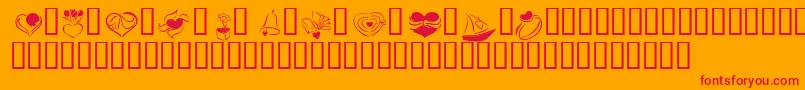 Шрифт KR Cuori Divertenti 2 – красные шрифты на оранжевом фоне