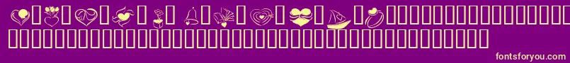 KR Cuori Divertenti 2-fontti – keltaiset fontit violetilla taustalla