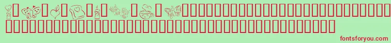KR Cuori Divertenti 3 Font – Red Fonts on Green Background