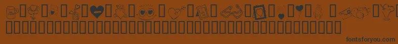 KR Cuori Divertenti 4フォントについての詳細 フォントKR Cuori Divertenti 4 – 黒い文字が茶色の背景にあります