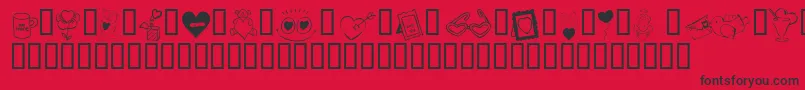 KR Cuori Divertenti 4 Font – Black Fonts on Red Background