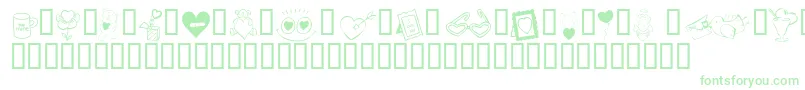 KR Cuori Divertenti 4-Schriftart – Grüne Schriften auf weißem Hintergrund