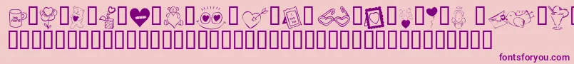Fonte KR Cuori Divertenti 4 – fontes roxas em um fundo rosa