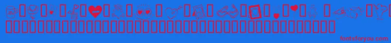 KR Cuori Divertenti 4 Font – Red Fonts on Blue Background