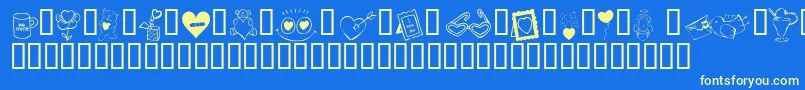 KR Cuori Divertenti 4 Font – Yellow Fonts on Blue Background