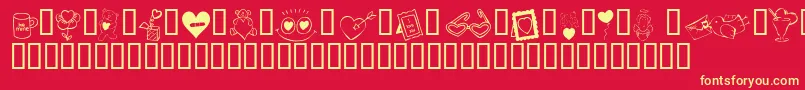 fuente KR Cuori Divertenti 4 – Fuentes Amarillas Sobre Fondo Rojo