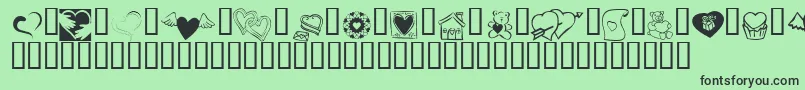 KR Cuori Divertenti 5-Schriftart – Schwarze Schriften auf grünem Hintergrund