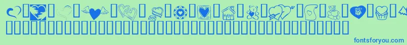 fuente KR Cuori Divertenti 5 – Fuentes Azules Sobre Fondo Verde