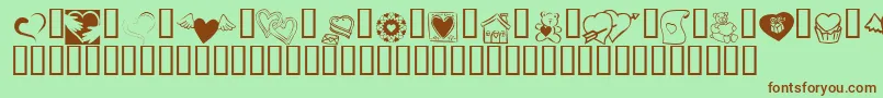 Fonte KR Cuori Divertenti 5 – fontes marrons em um fundo verde