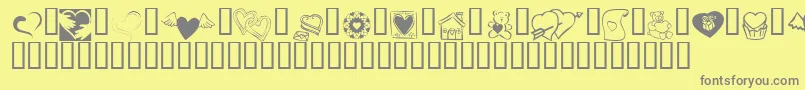 KR Cuori Divertenti 5 Font – Gray Fonts on Yellow Background