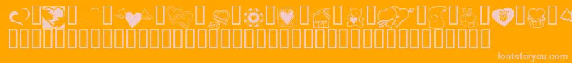 KR Cuori Divertenti 5-Schriftart – Rosa Schriften auf orangefarbenem Hintergrund
