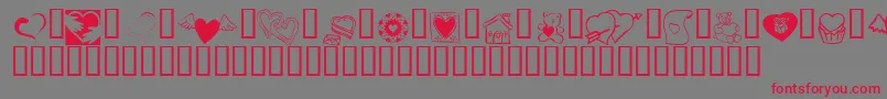 KR Cuori Divertenti 5 Font – Red Fonts on Gray Background