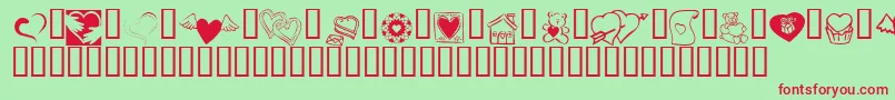 fuente KR Cuori Divertenti 5 – Fuentes Rojas Sobre Fondo Verde