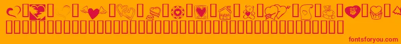 KR Cuori Divertenti 5 Font – Red Fonts on Orange Background