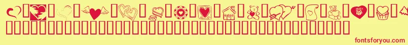 KR Cuori Divertenti 5 Font – Red Fonts on Yellow Background