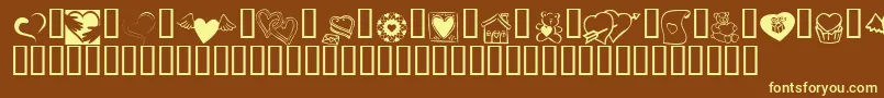 KR Cuori Divertenti 5 Font – Yellow Fonts on Brown Background