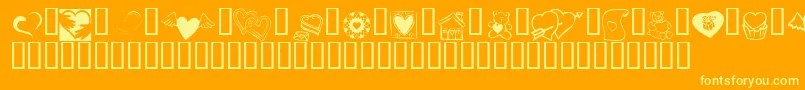 フォントKR Cuori Divertenti 5 – オレンジの背景に黄色の文字