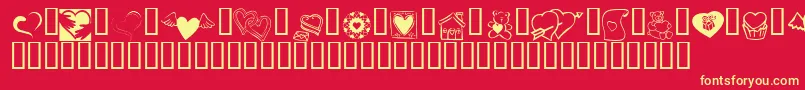 KR Cuori Divertenti 5 Font – Yellow Fonts on Red Background