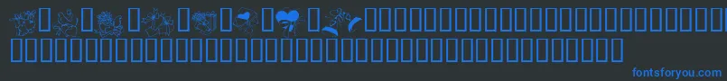 Weitere Informationen zur KR Cuori Divertenti 6-Schriftart KR Cuori Divertenti 6-Schriftart – Blaue Schriften auf schwarzem Hintergrund