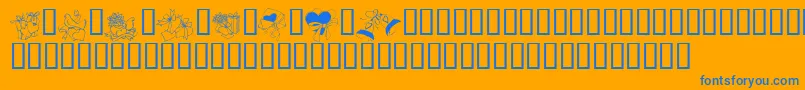 フォントKR Cuori Divertenti 6 – オレンジの背景に青い文字