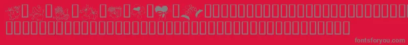Fonte KR Cuori Divertenti 6 – fontes cinzas em um fundo vermelho