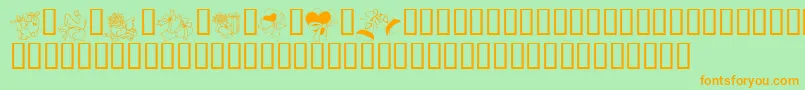 KR Cuori Divertenti 6 Font – Orange Fonts on Green Background
