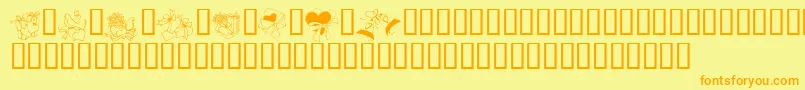 Шрифт KR Cuori Divertenti 6 – оранжевые шрифты на жёлтом фоне