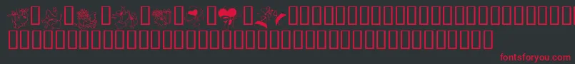 フォントKR Cuori Divertenti 6 – 黒い背景に赤い文字