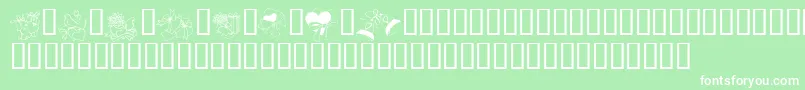 KR Cuori Divertenti 6 Font – White Fonts on Green Background