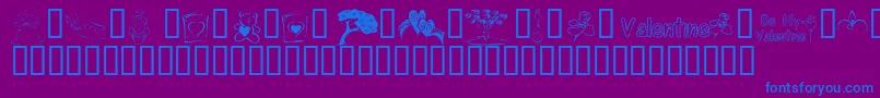 KR Cuori Divertenti 8-Schriftart – Blaue Schriften auf violettem Hintergrund