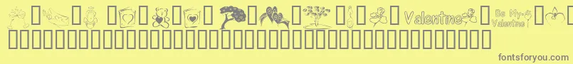 フォントKR Cuori Divertenti 8 – 黄色の背景に灰色の文字