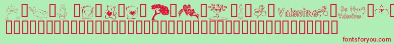 KR Cuori Divertenti 8 Font – Red Fonts on Green Background