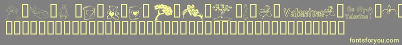 KR Cuori Divertenti 8-Schriftart – Gelbe Schriften auf grauem Hintergrund