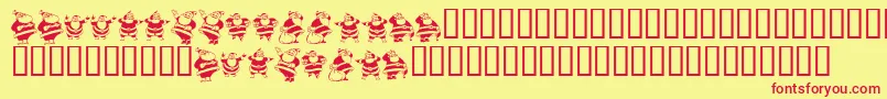 KR Eight Santas Font – Red Fonts on Yellow Background