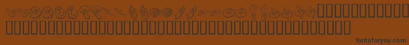 KR Happy Veggies-Schriftart – Schwarze Schriften auf braunem Hintergrund