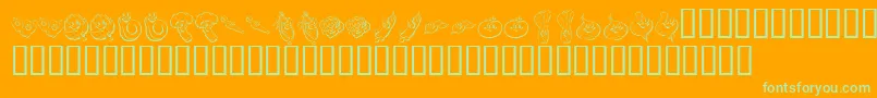 fuente KR Happy Veggies – Fuentes Verdes Sobre Fondo Naranja