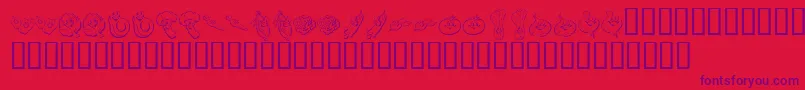 Fonte KR Happy Veggies – fontes roxas em um fundo vermelho