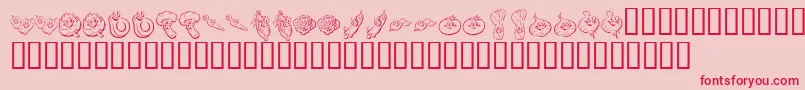 KR Happy Veggies-Schriftart – Rote Schriften auf rosa Hintergrund
