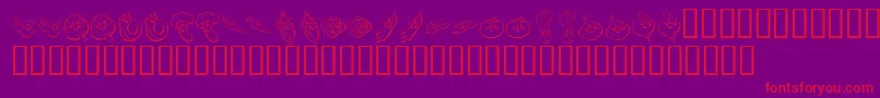 KR Happy Veggies-Schriftart – Rote Schriften auf violettem Hintergrund