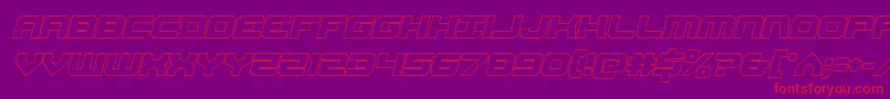 Gearheadoutital-Schriftart – Rote Schriften auf violettem Hintergrund