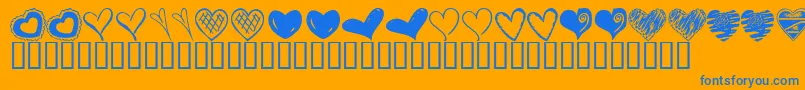 KR Heartalicious-Schriftart – Blaue Schriften auf orangefarbenem Hintergrund