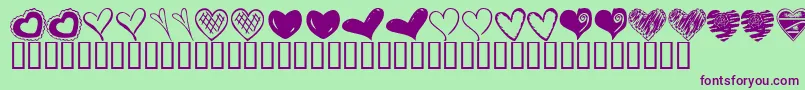 KR Heartalicious Font – Purple Fonts on Green Background