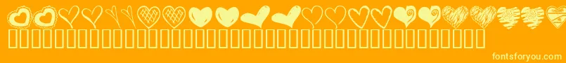 KR Heartalicious Font – Yellow Fonts on Orange Background