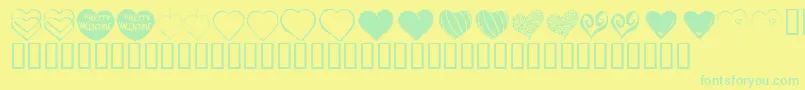 KR Heartfelt-Schriftart – Grüne Schriften auf gelbem Hintergrund
