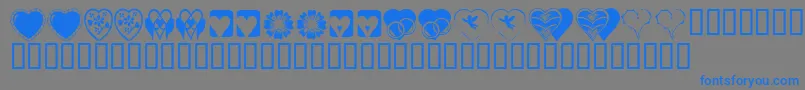 Fonte KR Heartiness – fontes azuis em um fundo cinza