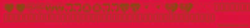 Fonte KR Heartiness – fontes marrons em um fundo vermelho