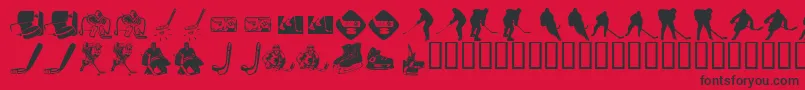 Fonte KR Hockey Dings – fontes pretas em um fundo vermelho
