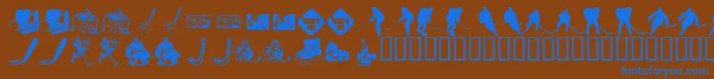 KR Hockey Dings Font – Blue Fonts on Brown Background