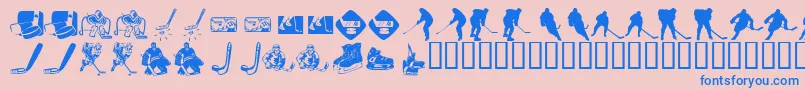 KR Hockey Dings Font – Blue Fonts on Pink Background