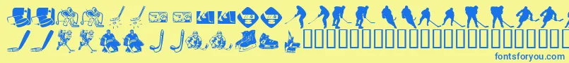 KR Hockey Dings Font – Blue Fonts on Yellow Background